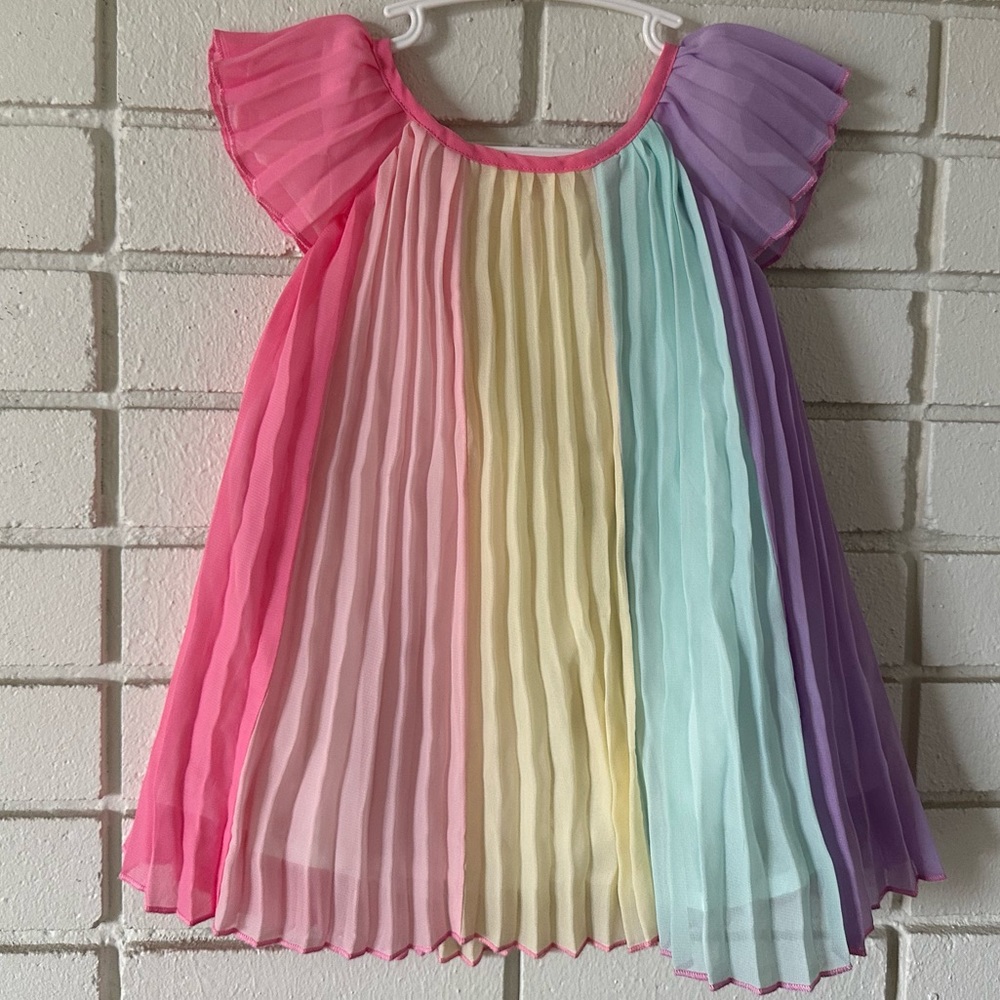 Pleated Pastel Rainbow Dress